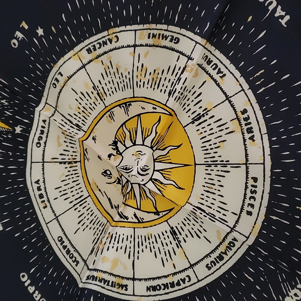 New Zodiac Navy Blue Silk Scarf. No exchanges.